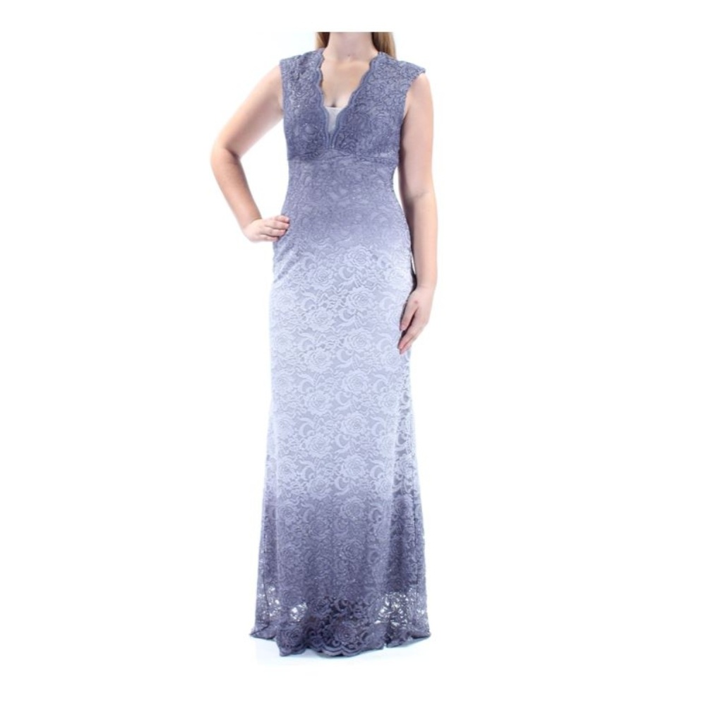 Betsy & Adam Ombre Glitter Lace Gown